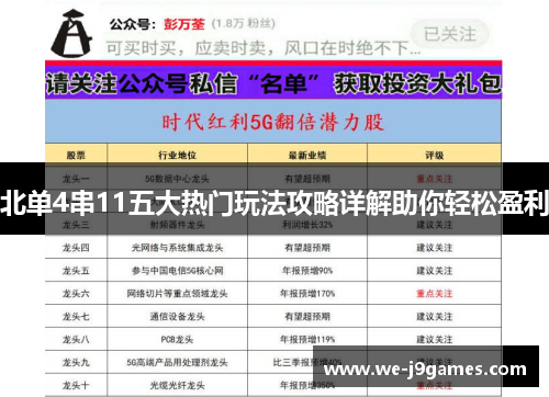 北单4串11五大热门玩法攻略详解助你轻松盈利